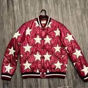Saint Laurent Star Quilted Varsity Red Bomber Jacket YSL